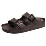 FUNKYMONKEY size 7 Slides Double Buckle, Brown,