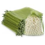 Jxiwfvl 120 PCS Olive Green Organza Bags 4x6"