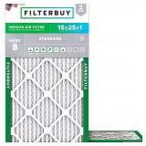 15x25x1 MERV 8 Pleated HVAC Air Filter 2-Pack