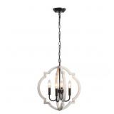 Matte Black/Vintage White Lantern Chandelier