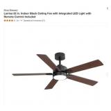 Larrisa 52" Indoor Black Ceiling Fan with LED
