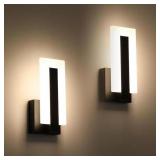 Matte Black Wall Sconce (2-Pack) with LED