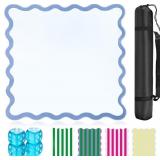 32.4in Scalloped Mahjong Mat, Anti-Slip, Blue