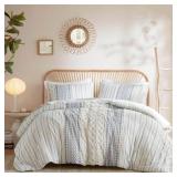 Imani 3-Piece Duvet Cover Set (White/Navy)