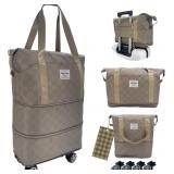 Expandable duffel bag with wheels (Khaki)