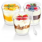 150 Pcs 6 oz Round Dessert Cups with Lids