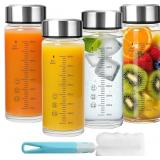 16oz Glass Juice Bottles - 4 Pack with Lids