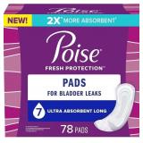 Poise Incontinence Pads for Women, 78 Count