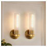 3 in. 1-Light Brushed Gold Wall Sconce 2-Pack