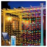 Solar Curtain Lights 300LED USB Remote Timer