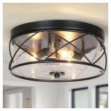 3-Light Black Modern Farmhouse Foyer Mount