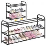 Hleelomi 3-Tier Metal Shoe Rack Black