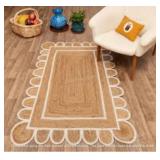 24x38" Scalloped Jute Rug - Bohemian Scallop Rug