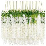 HanYun Wisteria Hanging Flowers 24 Pack White