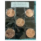 5ct 1oz .999 Pure Copper Walking Liberty Rounds