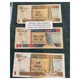 Cuba Currency 1-20-1 Peso Denominations
