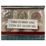 1968 US Mint UNC Coin Set Silver 50c