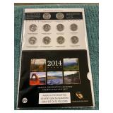 US Mint Gem BU Quarters 2014 Set 10 PD Coins