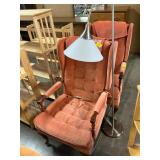 Floor lamp, upholstered chairs