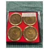 Brass REC Iowa 25y Service Award Coasters