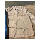 Womens S Denim + Camel Colored Shirt Jacket