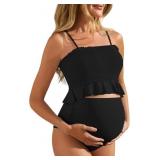 Summer Mae Maternity Ribbed Swimsuit, Black