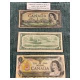 Obsolete Canada Dollar Bills Series 1954-1954-1973