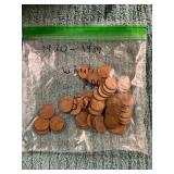 50ct 1930-1939 PDS Wheat Pennies