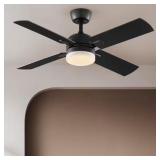 Letta 42-in LED Indoor Matte Black Fan