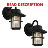 1-Light Black Outdoor Wall Lantern (2-Pack)