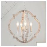 Antique Gray Wooden Lantern Chandelier