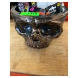 Skull bucket with fake teeth makeup & misc