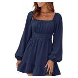 Dokotoo S Lantern Sleeve Tie Back Mini Dress