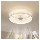 20in Smart Indoor Black Flush Mount Fan LED