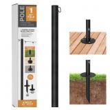 EXCELLO SINGLE 10 ft String Light Pole (Black)