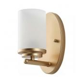 Gold Wall Sconce: 1-Light Frosted Glass Shade