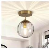 6 in. 1-Light Gold Industrial Semi-Flush Mount