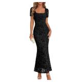 MEROKEETY S Women Floral Maxi Dress Square Neck