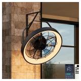 20in Black Caged Wall-Mount Fan with LED