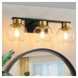7.68 in. 3-Light Black/Gold Vanity Light
