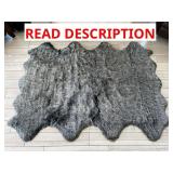 LAMBZY Faux Sheepskin Rug, Black/White