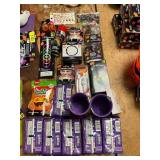 Peeps, string lights, sticky eyes, cups, cord