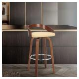 Sonia 30 in. Swivel Bar Stool, Cream/Walnut