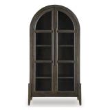 Benhall Dark Brown 2-Glass Door Cabinet