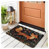 Fall Floral Fox Doormat, Orange Fox Mat 29x17