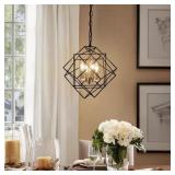 Industrial 4-Light Black & Gold Chandelier
