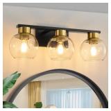 7.68 in. 3-Light Black/Gold Vanity Light