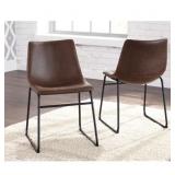 Centiar Brown Faux Leather Side Chair Set (2)