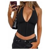 PINKMSTYLE XS Women Tank Top Halter Crop Top