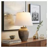 22 in. Rustic Terracotta Ceramic Table Lamp